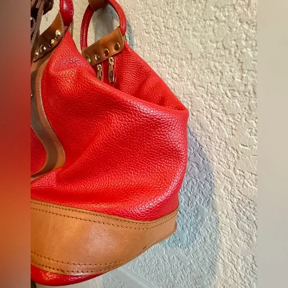 RARE Valentina Sling Backpack Real Finest Italian Red Leather Convertible Bag - Picture 3 of 16